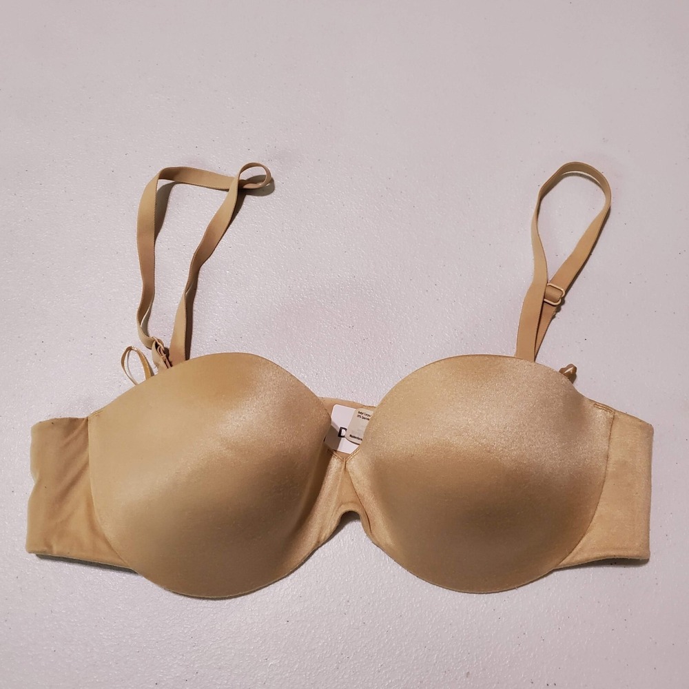 Maidenform Women Bra 34B Beige Custom Lift Strapless Underwire Multiway Push Up